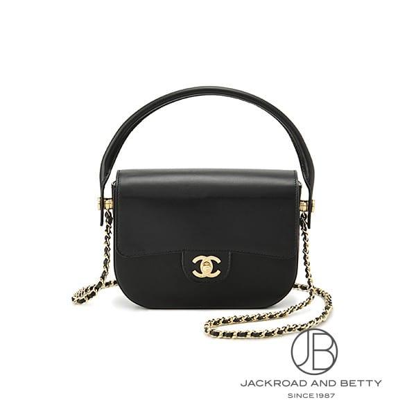 シャネル CHANEL ミニ トップハンドル フラップ バッグ ブラック 黒 AS624B24791...
