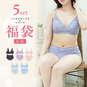 ブラジャー 福袋 ノンワイヤーブラ&ショーツ5枚...の商品画像