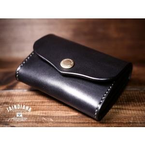 手縫い サドルレザー コンパクトウォレット シルバーコンチョ ミニ財布