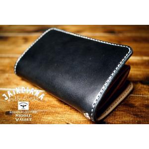 手縫い革財布 ハンドメイドサドルレザーミディアムウォレット