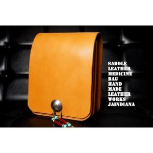 手縫い サドルレザーメディスンバッグ ビンンテージ染めバーガンディー