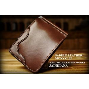 手縫い ハンドメイドサドルレザーマネークリップ パイソン : JAINDIANA