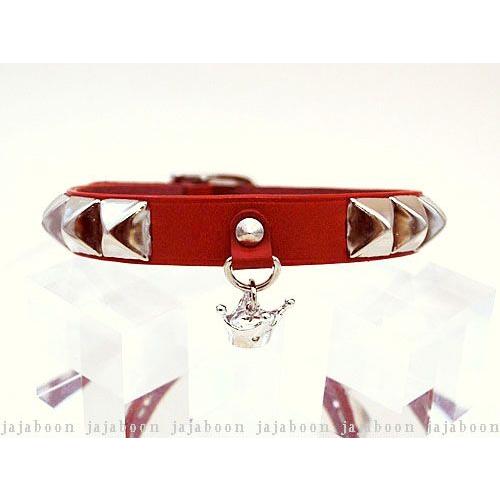 王冠 スタッズ チョーカー 赤 レッド 本革 （レザー）製 JAJABOON ジャジャブーン (メー...