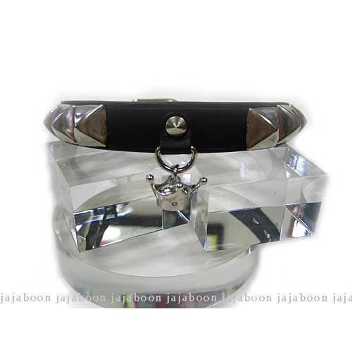 王冠 スタッズ チョーカー 黒 ブラック 本革 （レザー）製 JAJABOON ジャジャブーン (メ...