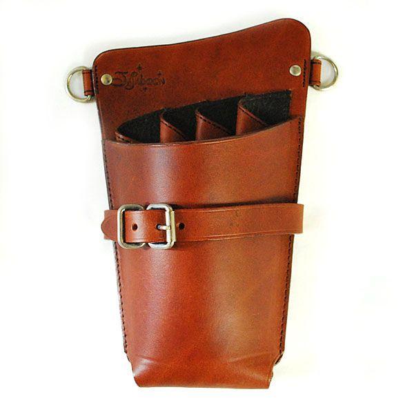 シザー ケース ホルスター タイプ 茶色  右利き・両用　（ 革 ベルト付き） 本革 （レザー）製 ...