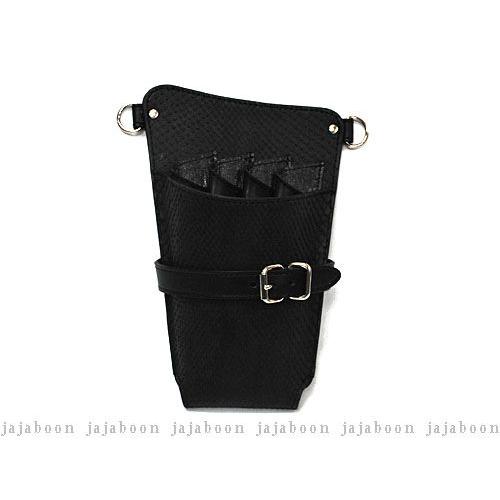 シザー ケース ホルスター タイプ ダイヤモンド パイソン 黒 蛇皮 左利き 用　（ 革 ベルト付き...