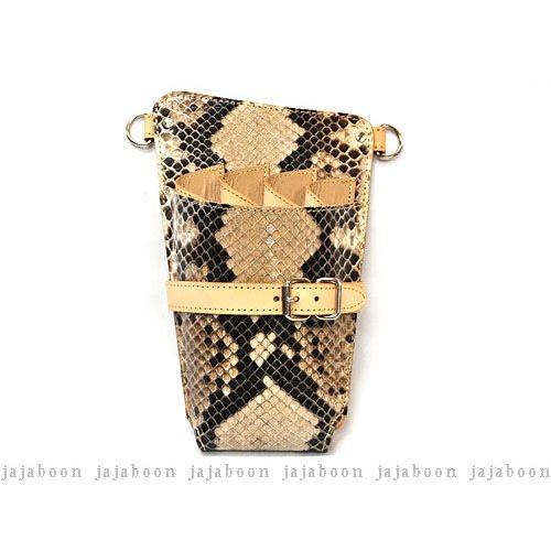 シザー ケース ホルスター タイプ ダイヤモンド パイソン 蛇皮 左利き 用　（ 革 ベルト付き） ...