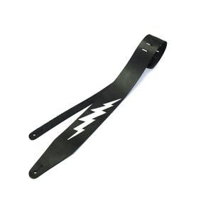 本革 ギターストラップ 稲妻 (WILD SIDE) 68mm 幅 黒×キャメル レザー