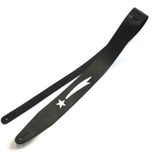 本革 ギターストラップ 稲妻 (WILD SIDE) 68mm 幅 黒×キャメル レザー