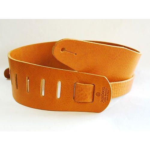 本革 ギターストラップ (WILD SIDE) 78mm幅 キャメル （シボ 加工） 本革（レザー）...