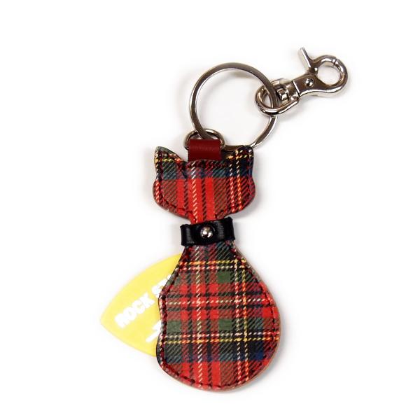 猫型 ピック ケース キーホルダー ロイヤル （トライアングル型ギターピック付） 本革 （レザー）製...