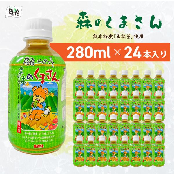 緑茶【森のくまさん】ペットボトル 280ml×24本 玉緑茶 JA 熊本 高級 日本茶 ギフト 贈答...