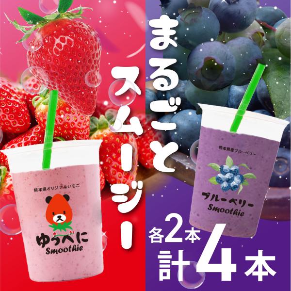 まるごとスムージー 飲み比べセット ゆうべに苺 ブルーベリー 各2本 計4本セット 230g 熊本県...