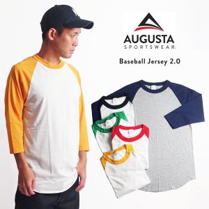 オーガスタスポーツウエア　AUGUSTA SPORTSWEAR 4420 ベースボールジャージー メンズ S-XXL 4.8オンス 無地 ラグラン 七分袖 ベースボールTシャツ｜Jalana(ジャラーナ)