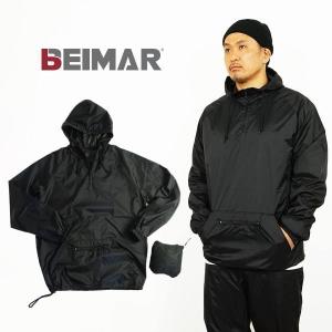 ビーマー BEIMAR パッカブルアノラック プルオーバーナイロンシェル ブラック メンズ S-XXL パーカー ウインドブレーカー 雨具｜jalana