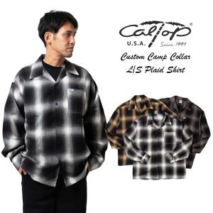 キャルトップ CALTOP #2000LS 当店別注キャンプカラー オンブレチェック 長袖フランネルシャツ ｜ メンズ 米国製 アメリカ製 開襟 オープンカラー