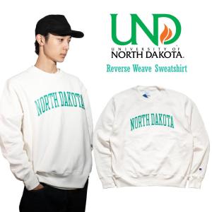 【並行輸入品　本国企画】UNIVERSITY OF NORTH DAKOTA オフィシャル クルーネック カレッジスウェット チャンピオン リバースウィーブ ｜ メンズ S-XXL Champion