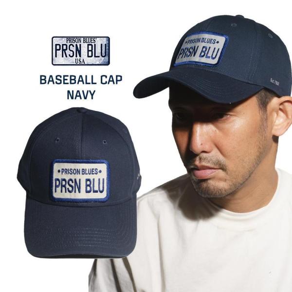 プリズンブルース PRISON BLUES ロゴベースボールキャップ ネイビー ワークキャップ 帽子