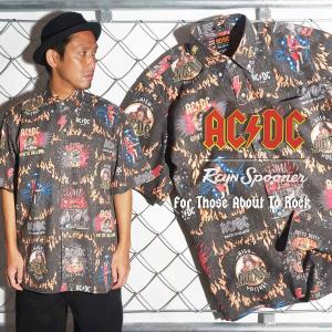 レインスプーナー REYN SPOONER 半袖 アロハシャツ フルオープン AC/DC For Those About To Rock ｜ メンズ S-XXXL コラボレート スプーナークロス｜jalana