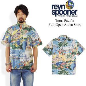 レインスプーナー REYN SPOONER 半袖 アロハシャツ フルオープン トランスパシフィック 40’s アジア製 シーニック TRANS PACIFIC