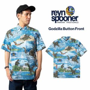 レインスプーナー × ゴジラ × ロサンゼルス・ドジャーズ REYN SPOONER 半袖アロハシャツ フルオープン メジャーリーグ公式 ｜ メンズ コラボ MLB 限定
