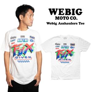 ウィービッグモト WE BIG MOTO CO. アスホーラーズTシャツ ｜ メンズ S M L XL プリントTシャツ モトクロス 半袖 ホワイト ネオンカラー