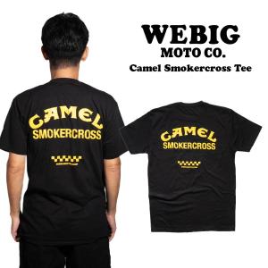 ウィービッグモト WE BIG MOTO CO. キャメル スモーカークロス Tシャツ ｜ メンズ S M L XL プリントTシャツ モトクロス 半袖