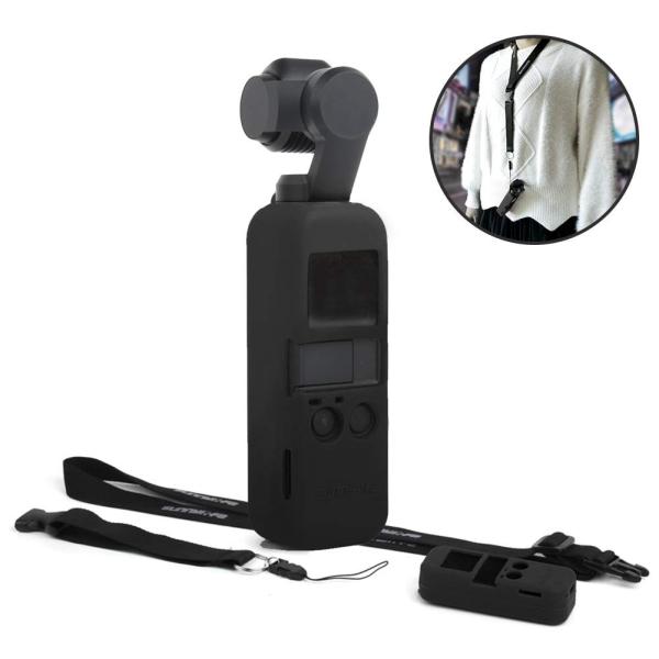 DJI OSMO POCKET アクセサリー シリコンケース 便利 防水ケース ストラップ付き ブラ...