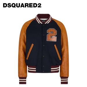 DSQUARED2 ディースクエアード College Bomber スタジアムジャンパー メンズ S74AM1403  スタジャン ブルゾン レザー カレッジ｜jamcollection