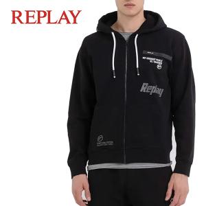 REPLAY リプレイ フルジップパーカー メンズ M6706.21842 BLK S M L ブラック スウェットパーカー フーディー セットアップ｜jamcollection