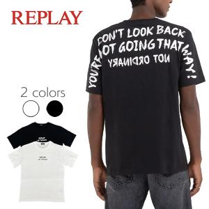 REPLAY リプレイ 半袖 Tシャツ メンズ M6803.2660 WHT BLK S M L XL ショートスリーブ クルーネック リラックスフィット メール便対応｜jamcollection