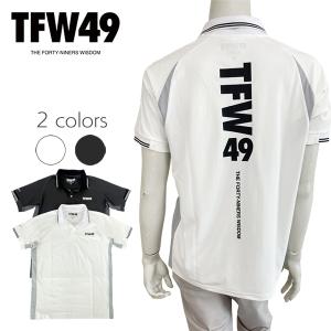 TFW49 ティーエフダブリュー 半袖ポロシャツ メンズ T102410026 WHT CCL M L XL ラインスリーブ 吸水速乾 ストレッチ UVカット メール便対応｜jamcollection