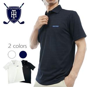 TOMMY HILFIGER GOLF トミー ゴルフ 凹凸ロゴ ジャガード 半袖ポロシャツ メンズ THMA413 ショートスリーブ 吸水速乾 UVカット 抗菌防臭 吉田優利 メール便対応｜jamcollection