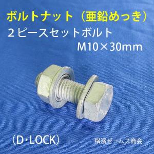 ２ピースセットボルト KSGドブメッキ仕様 450セット：ボルトナットセット:M10×30mm:ボルト（1本）と皿バネ座金ナット（1個）｜james