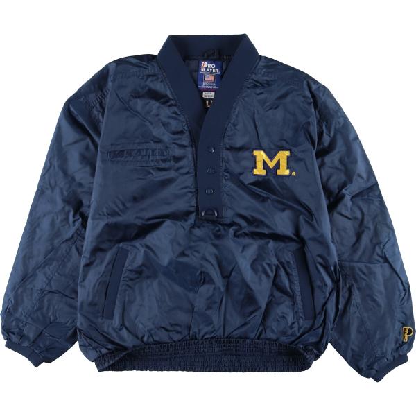 古着 PRO LAYER MICHIGAN ミシガン大学 カレッジ ハーフボタン ナイロンプルオーバ...