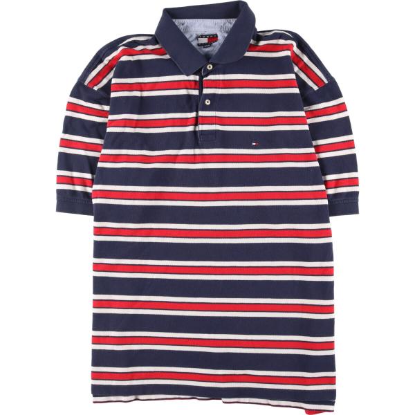 古着 ビックサイズトミーヒルフィガー TOMMY HILFIGER 半袖 ボーダー ポロシャツ メン...