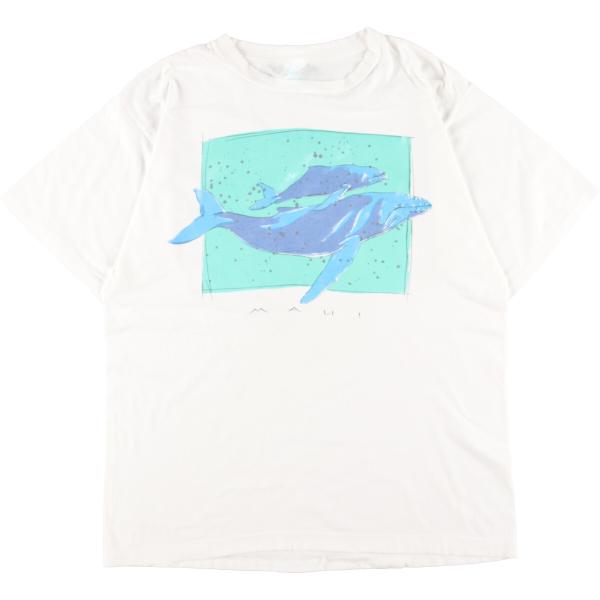 古着 90年代 Alore クジラ柄 アートTシャツ USA製 メンズXL ヴィンテージ /eaa3...