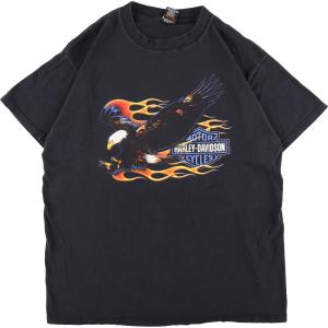 古着 ハーレーダビッドソン Harley-Davidson 両面プリント 鷲柄イーグル柄 モーターサイクル バイクTシャツ USA製 メンズL /eaa352873｜jamtrading1