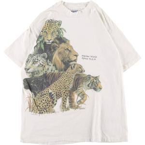 古着 90年代 ヘインズ Hanes BEEFY-T アニマルプリントTシャツ USA製 メンズM ...