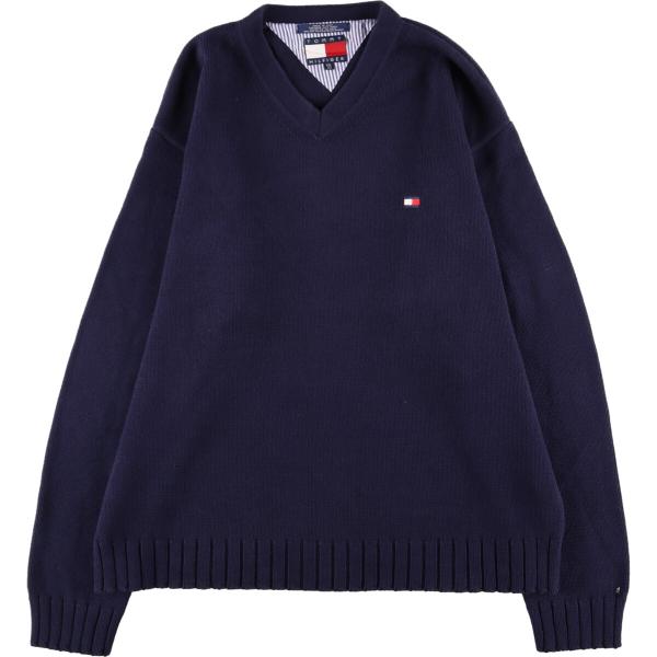 古着 90年代 トミーヒルフィガー TOMMY HILFIGER Vネック コットンニットセーター ...