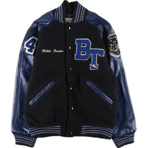 古着 90年代 Matt’s Jackets 袖革ウールスタジャン アワードジャケット バーシティジャケット USA製 メンズM /eaa386278 【SS2403】｜jamtrading1