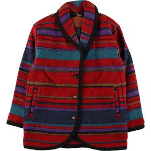 古着 90年代 ウールリッチ WOOLRICH ネイティブボーダー ショールカラー ウールジャケット...