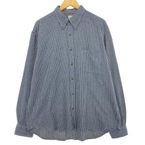 古着 90年代 ジェイクルー J.Crew 千鳥格子柄 長袖 ボタンダウン フランネルチェックシャツ...