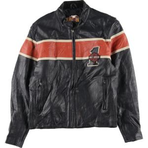 古着 ハーレーダビッドソン Harley-Davidson シングルライダースジャケット メンズL ...