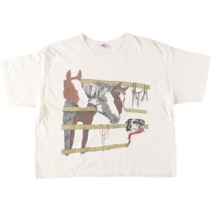 古着 90年代 WESTERN SUN 馬柄 犬柄 アニマルTシャツ メンズL /eaa428288｜jamtrading1