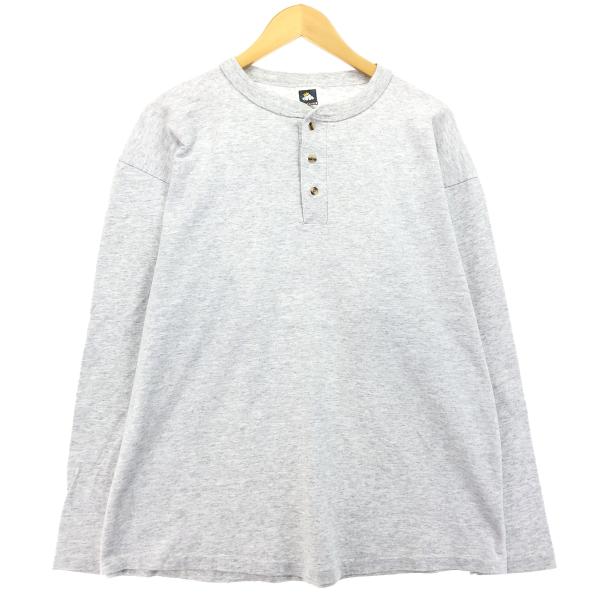 古着 90年代 COTTON DELUXE バックプリント ヘンリーネック ロングTシャツ ロンT ...