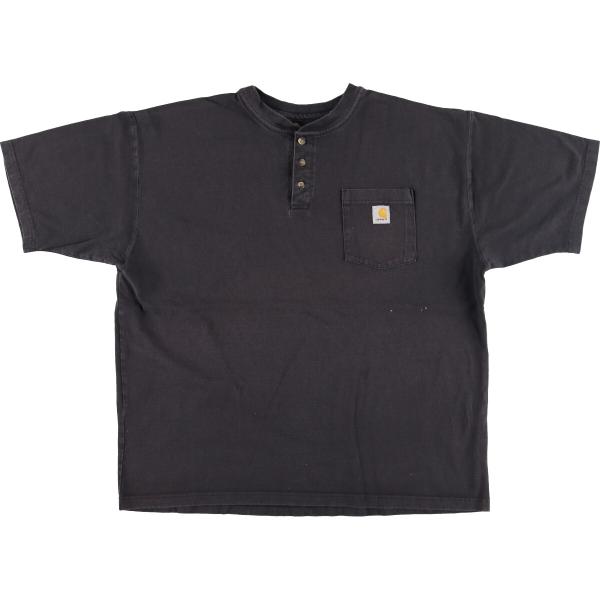 古着 カーハート Carhartt ヘンリーネック 半袖 ワンポイントロゴポケットTシャツ メンズX...