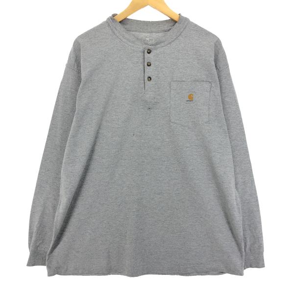 古着 カーハート Carhartt ヘンリーネック 無地ポケットロングTシャツ ロンT メンズXL ...