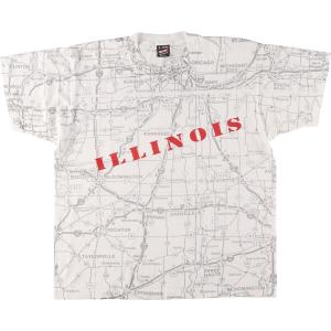 古着 90年代 フルーツオブザルーム FRUIT OF THE LOOM ILLINOIS イリノイ州 大判 プリントTシャツ USA製 メンズXL ヴィンテージ /eaa432486｜jamtrading1