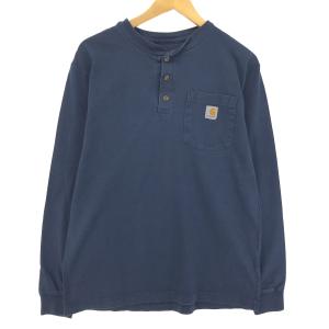 古着 カーハート Carhartt ORIGINAL FIT ヘンリーネック 無地ポケットロングTシャツ ロンT メンズS /eaa432589｜jamtrading1